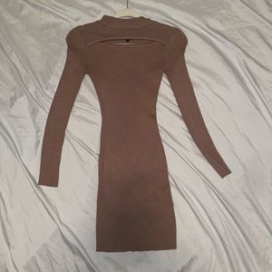 Super cute brown semi-turtleneck pencil dress by Derek Heart . (Size S)